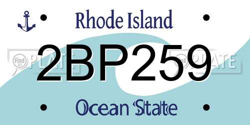 2BP259 Rhode Island License Plate