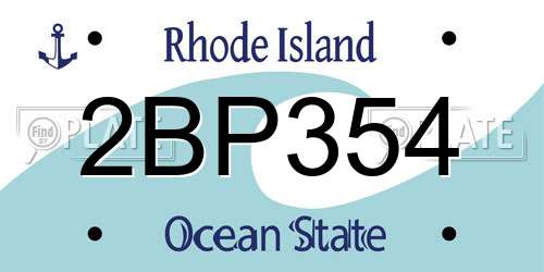 2BP354 Rhode Island License Plate
