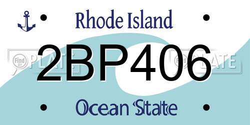 2BP406 Rhode Island License Plate