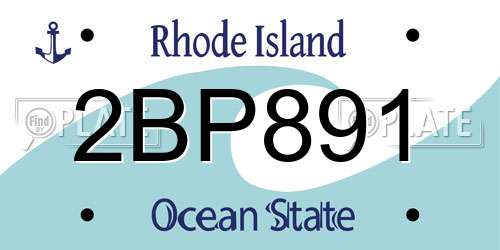 2BP891 Rhode Island License Plate