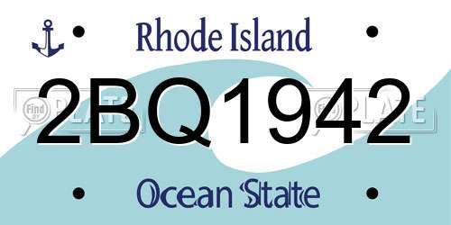 2BQ1942 Rhode Island License Plate