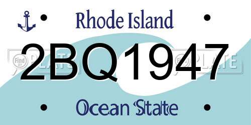 2BQ1947 Rhode Island License Plate