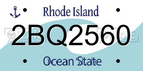 2BQ2560 Rhode Island License Plate