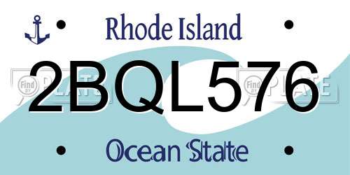 2BQL576 Rhode Island License Plate