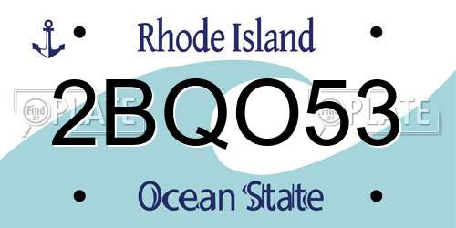 2BQO53 Rhode Island License Plate