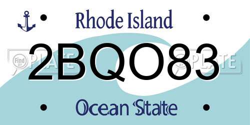 2BQO83 Rhode Island License Plate