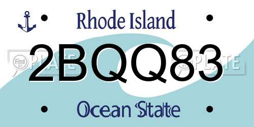 2BQQ83 Rhode Island License Plate