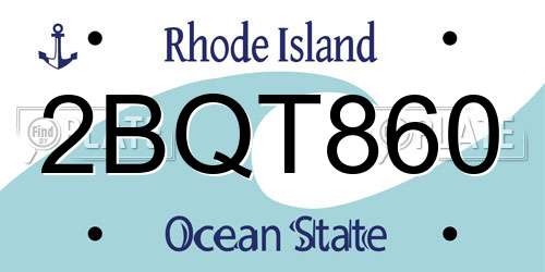 2BQT860 Rhode Island License Plate