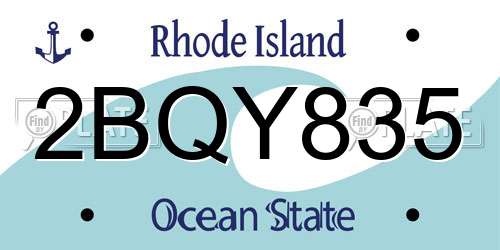 2BQY835 Rhode Island License Plate