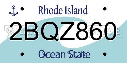 2BQZ860 Rhode Island License Plate