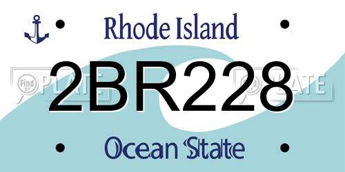 2BR228 Rhode Island License Plate