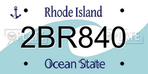 2BR840 Rhode Island License Plate