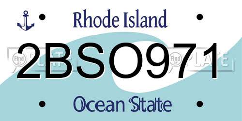 2BSO971 Rhode Island License Plate