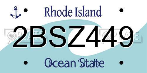 2BSZ449 Rhode Island License Plate