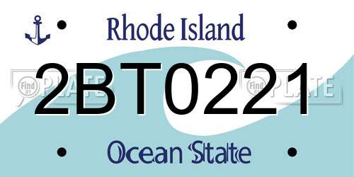 2BT0221 Rhode Island License Plate