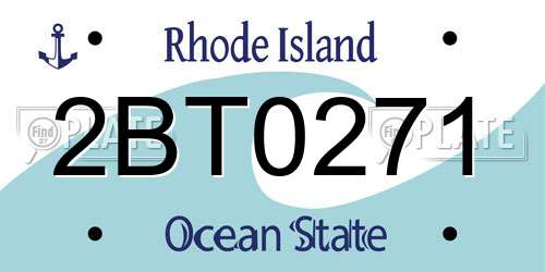 2BT0271 Rhode Island License Plate