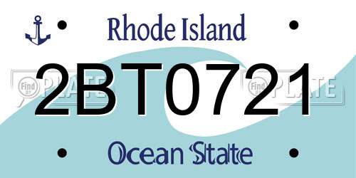2BT0721 Rhode Island License Plate