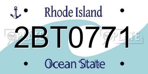 2BT0771 Rhode Island License Plate