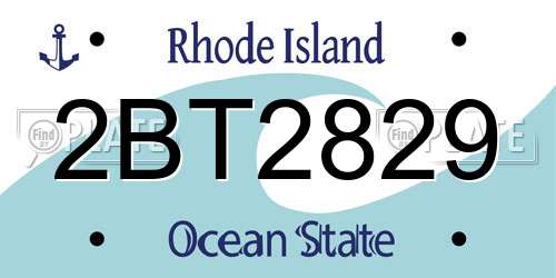 2BT2829 Rhode Island License Plate
