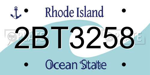 2BT3258 Rhode Island License Plate