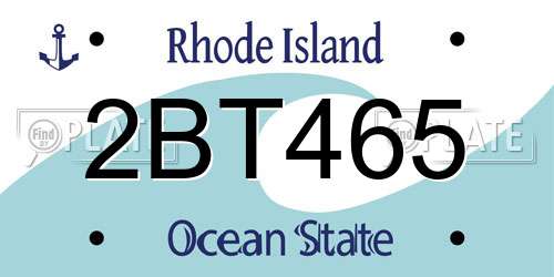 2BT465 Rhode Island License Plate