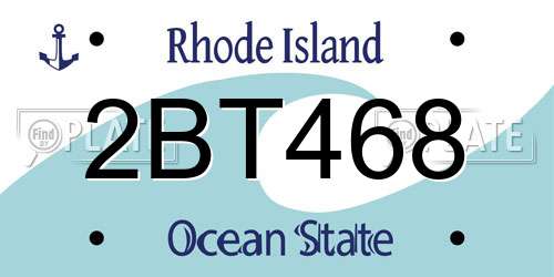 2BT468 Rhode Island License Plate