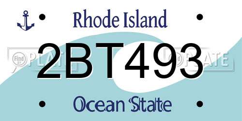 2BT493 Rhode Island License Plate