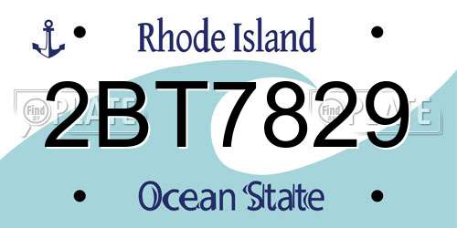 2BT7829 Rhode Island License Plate
