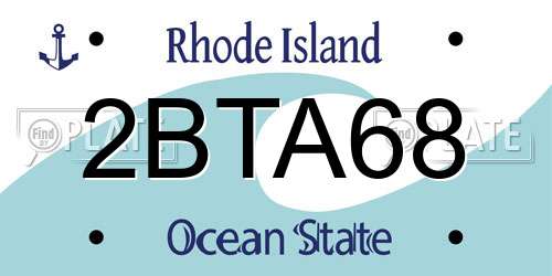 2BTA68 Rhode Island License Plate