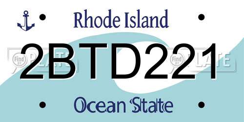 2BTD221 Rhode Island License Plate