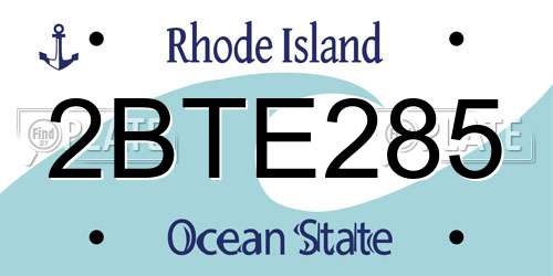 2BTE285 Rhode Island License Plate