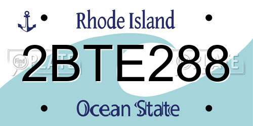2BTE288 Rhode Island License Plate