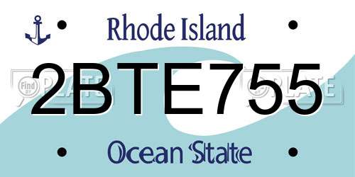 2BTE755 Rhode Island License Plate