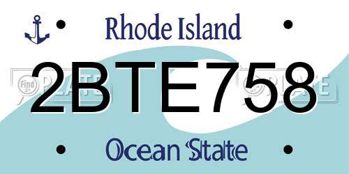 2BTE758 Rhode Island License Plate