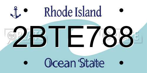 2BTE788 Rhode Island License Plate