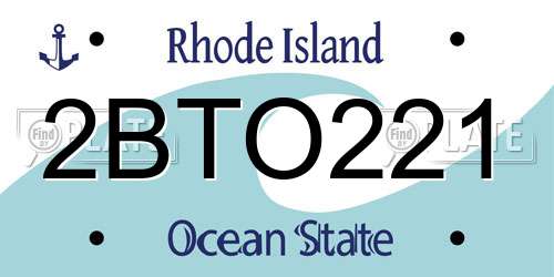 2BTO221 Rhode Island License Plate