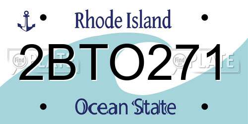 2BTO271 Rhode Island License Plate