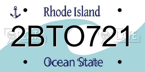 2BTO721 Rhode Island License Plate