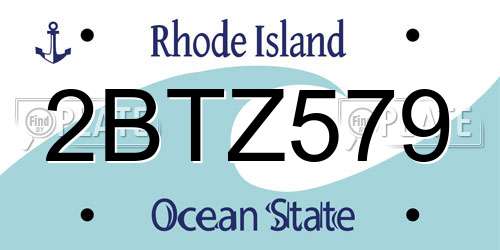 2BTZ579 Rhode Island License Plate