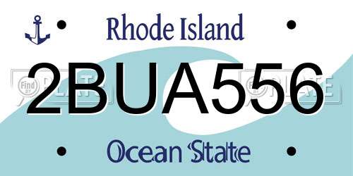 2BUA556 Rhode Island License Plate