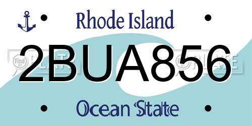2BUA856 Rhode Island License Plate