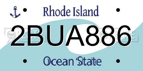 2BUA886 Rhode Island License Plate