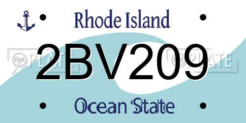2BV209 Rhode Island License Plate