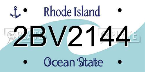 2BV2144 Rhode Island License Plate