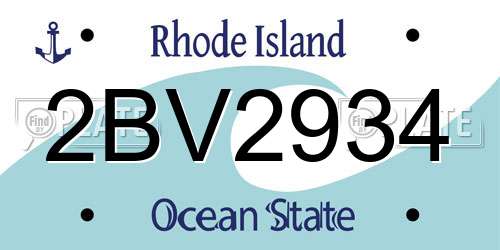 2BV2934 Rhode Island License Plate
