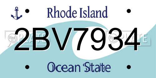 2BV7934 Rhode Island License Plate
