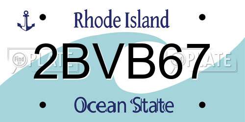 2BVB67 Rhode Island License Plate