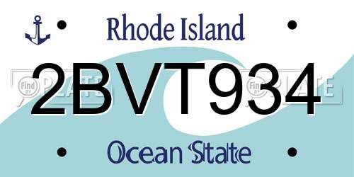 2BVT934 Rhode Island License Plate