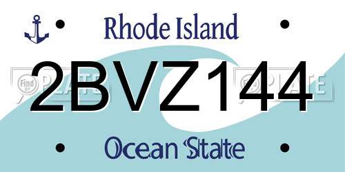 2BVZ144 Rhode Island License Plate