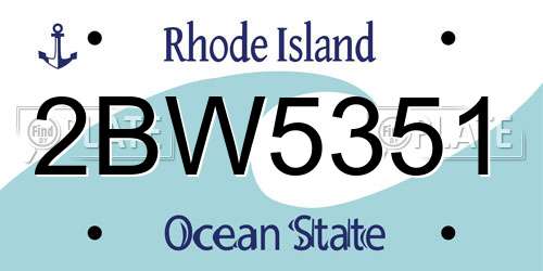 2BW5351 Rhode Island License Plate